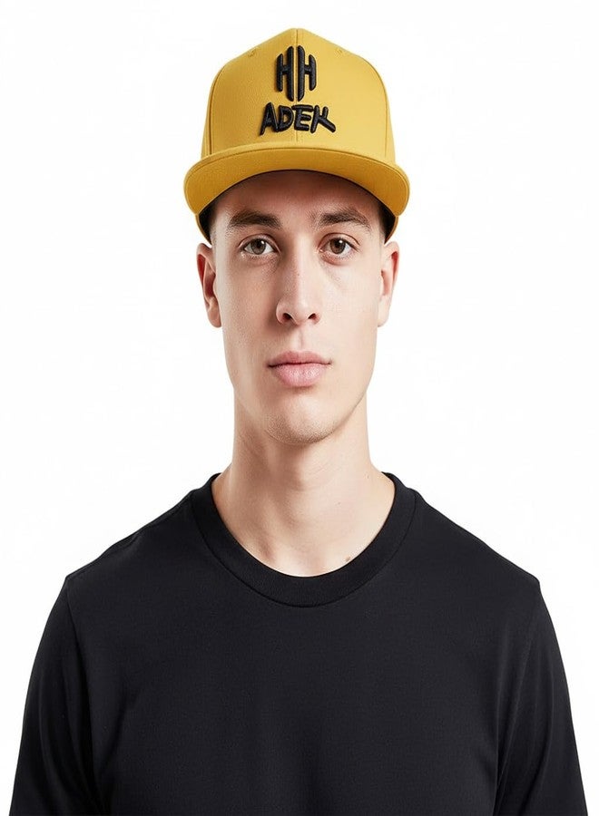 HHADEK Snapback Caps for Men | Baseball Cap for Men | Snapback Hat Flat Bill Cap Hip-Hop Style Trendy Baseball Adjustable Brim Unisex Fashion Streetwear Accessory Boys Flat Brim Yellow - Image 2