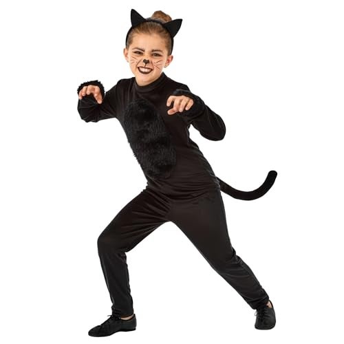 fun shack Black Cat Costume for Girls, Cat Costumes for Kids, Halloween Costumes for Kids, Black Cats Girls Halloween Costume, Large - Image 1