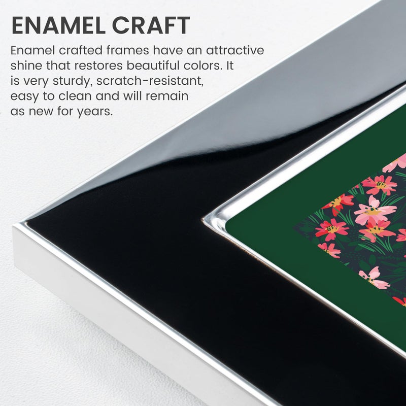 Venusmiles 5x7 Enamel Picture Frame  Silver Metal Edge with Easel  Real Glass Photo Frame for Wall and Tabletop Display Family Office Photo Gallery  Black Enamel/1pc - Image 2