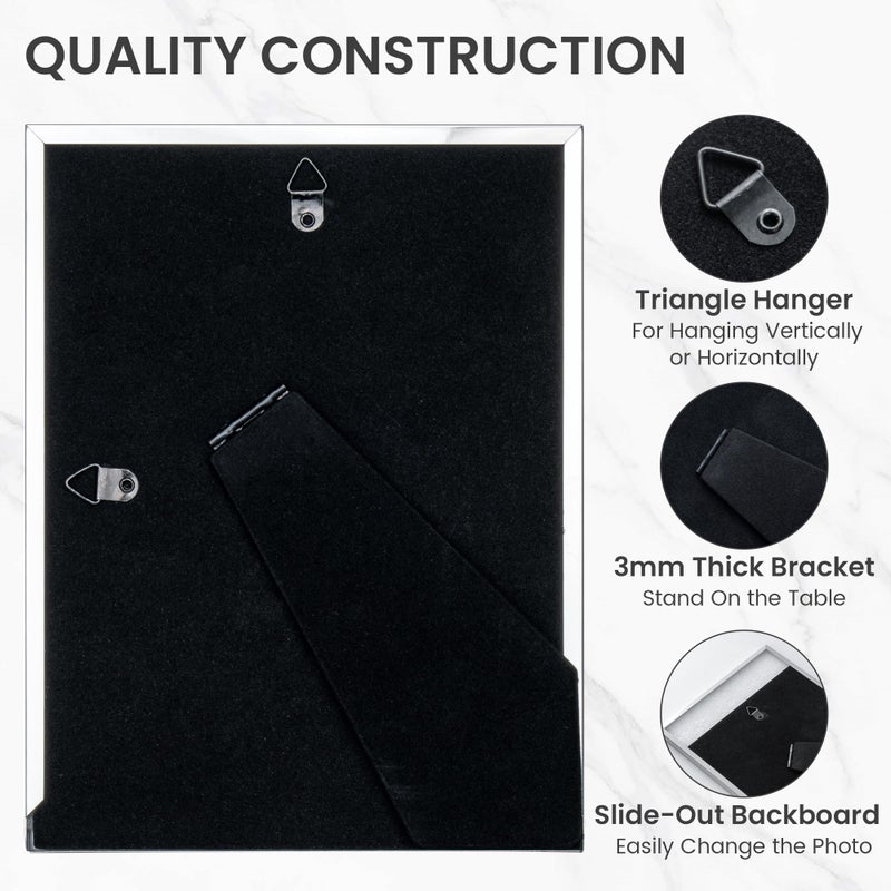 Venusmiles 5x7 Enamel Picture Frame  Silver Metal Edge with Easel  Real Glass Photo Frame for Wall and Tabletop Display Family Office Photo Gallery  Black Enamel/1pc - Image 4