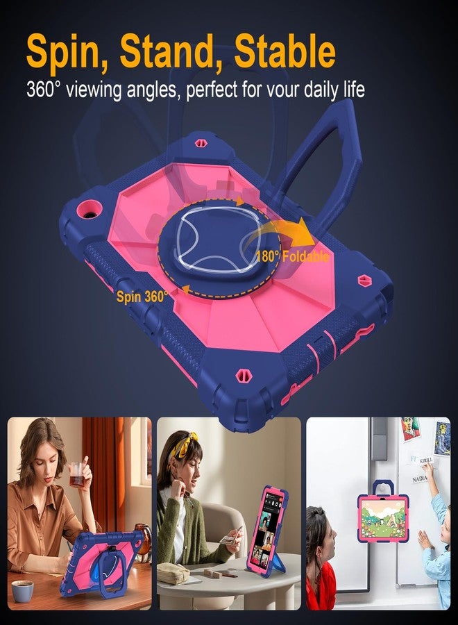 Auorld Case for Samsung Galaxy Tab A9 Plus 11 Inch 2023(SM-X210/X216/X218), Auorld Rugged Case for Samsung Galaxy A9+ Tablet with Screen Protector 360 Rotating Stand Shoulder Strap Pen Holder, Navy Pink - Image 4
