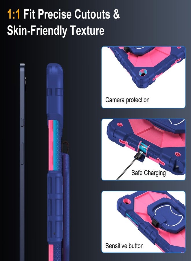 Auorld Case for Samsung Galaxy Tab A9 Plus 11 Inch 2023(SM-X210/X216/X218), Auorld Rugged Case for Samsung Galaxy A9+ Tablet with Screen Protector 360 Rotating Stand Shoulder Strap Pen Holder, Navy Pink - Image 5