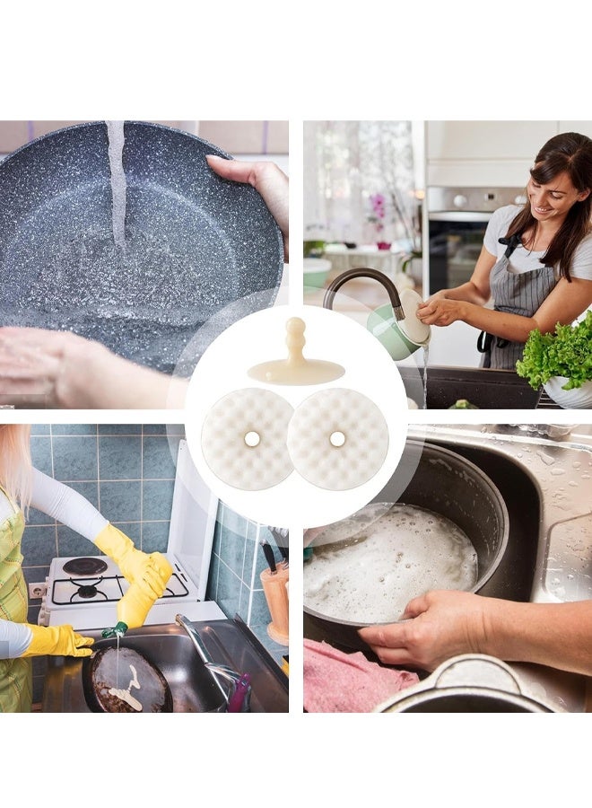 Double Sided Dish Sponge Brush With Suction Base 2 Refill Sponges Kitchen Scrubber - Image 5