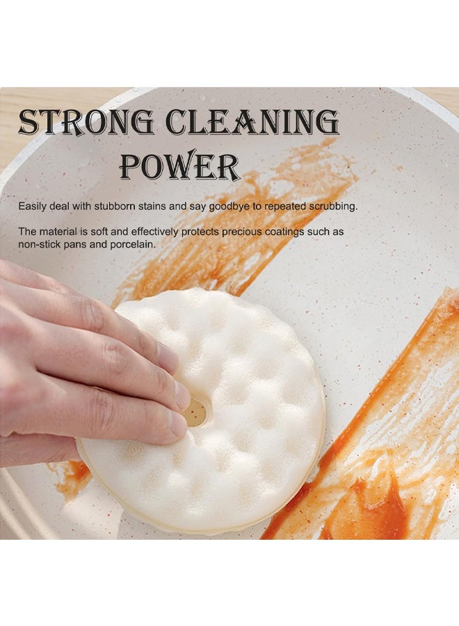Double Sided Dish Sponge Brush With Suction Base 2 Refill Sponges Kitchen Scrubber - Image 2
