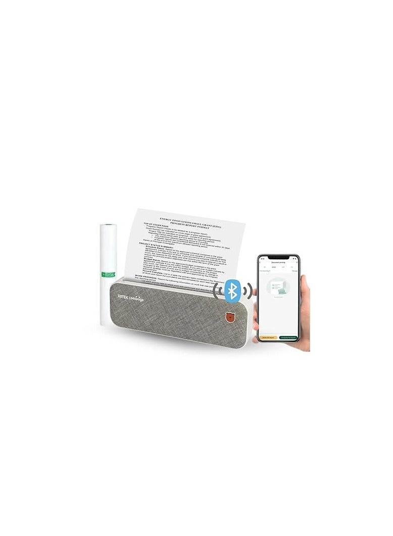 Riitek RIITEK PeriPage A4 Pocket Printer; Wireless Bluetooth Portable Inkless Thermal Printer with Paper Roll for Picture, Label, Memo, Receipt Printing (Grey)(1 Year Warranty) - Image 1