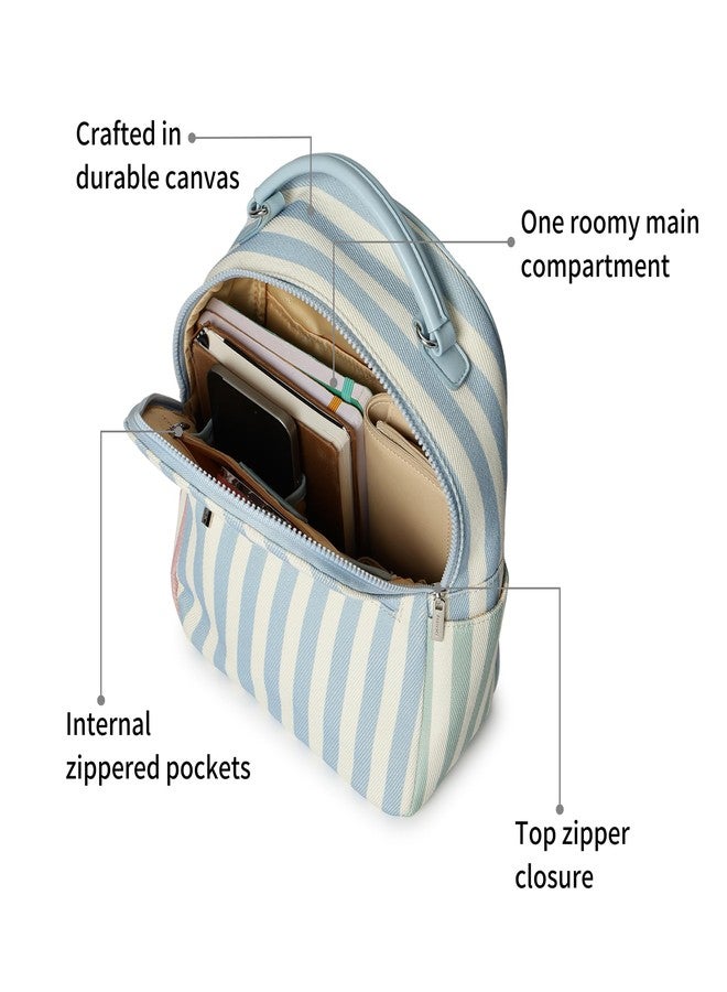 Fastrack Striped Canvas Sling Backpack for Women | Lightweight Single-Strap Bag with Spacious Compartment, Zipper Pockets & Utility Slots | Casual Everyday Backpack for College, Errands & Travel - Image 3