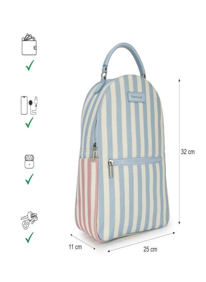 Fastrack Striped Canvas Sling Backpack for Women | Lightweight Single-Strap Bag with Spacious Compartment, Zipper Pockets & Utility Slots | Casual Everyday Backpack for College, Errands & Travel - Image 4