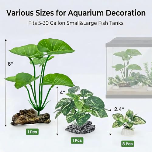 UreverFins 10 PCS Aquarium Decorations Silk Aquarium Plants Betta Fish Tank Decor Artificial Fish Tank Decorations Plants for Betta, Goldfish, Turtle & Reptile Tanks Ornament Accessories - Image 2