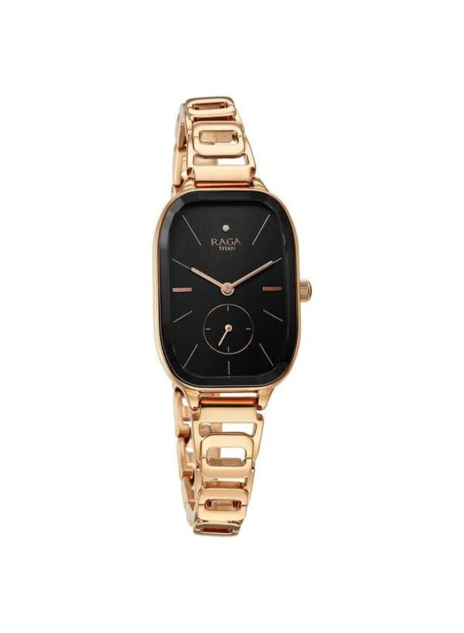 TITAN Raga Chic Quartz Analog Black Dial Rose Gold Metal Strap Watch for Women - 2687WM01