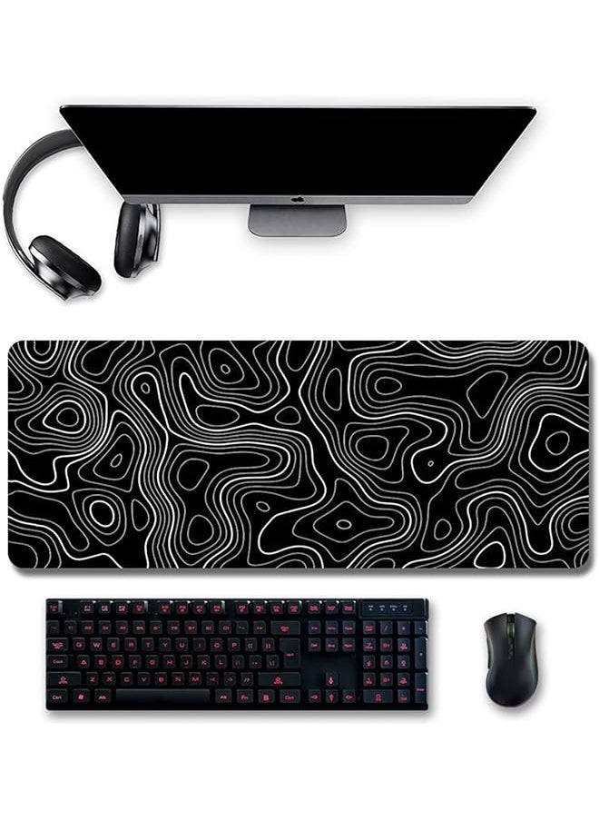 X spring Topographic Contour Gaming Mouse Pad Large Gaming Mouse Pad Waterproof Topographic Mouse Pad With Non Slip Rubber Base For Gaming Office White  - Image 1