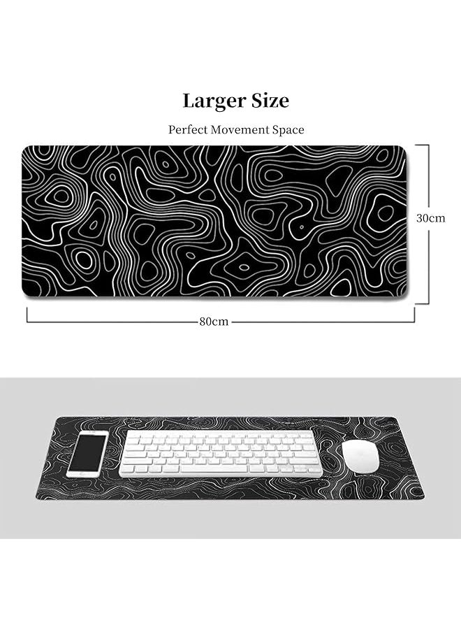 X spring Topographic Contour Gaming Mouse Pad Large Gaming Mouse Pad Waterproof Topographic Mouse Pad With Non Slip Rubber Base For Gaming Office White  - Image 5