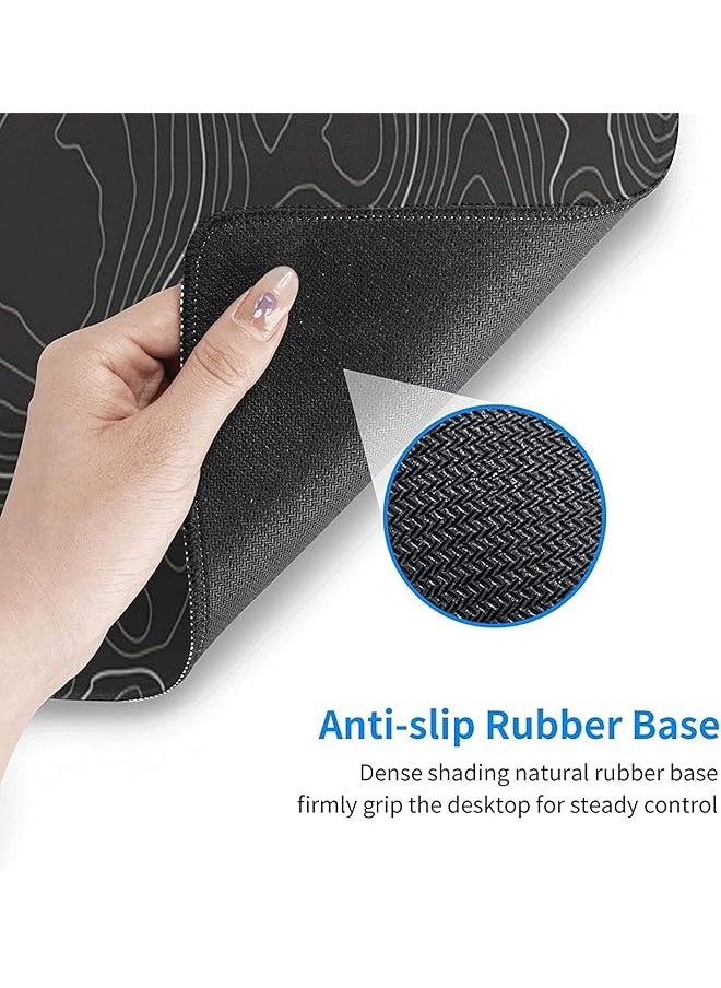 X spring Topographic Contour Gaming Mouse Pad Large Gaming Mouse Pad Waterproof Topographic Mouse Pad With Non Slip Rubber Base For Gaming Office White  - Image 3