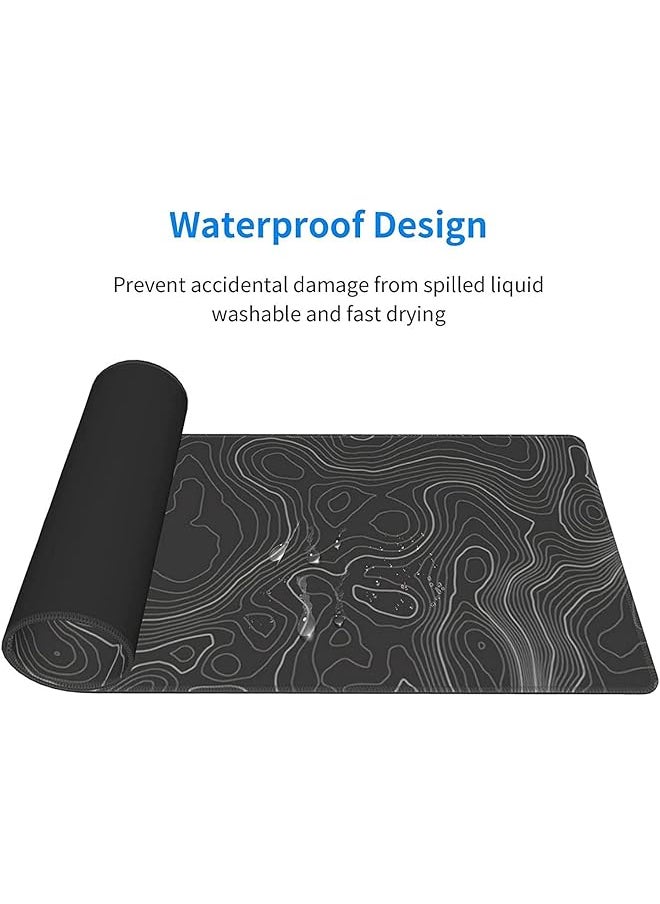 X spring Topographic Contour Gaming Mouse Pad Large Gaming Mouse Pad Waterproof Topographic Mouse Pad With Non Slip Rubber Base For Gaming Office White  - Image 2