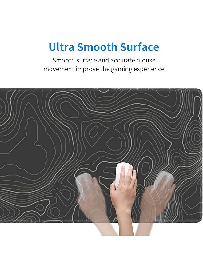 X spring Topographic Contour Gaming Mouse Pad Large Gaming Mouse Pad Waterproof Topographic Mouse Pad With Non Slip Rubber Base For Gaming Office White  - Image 4