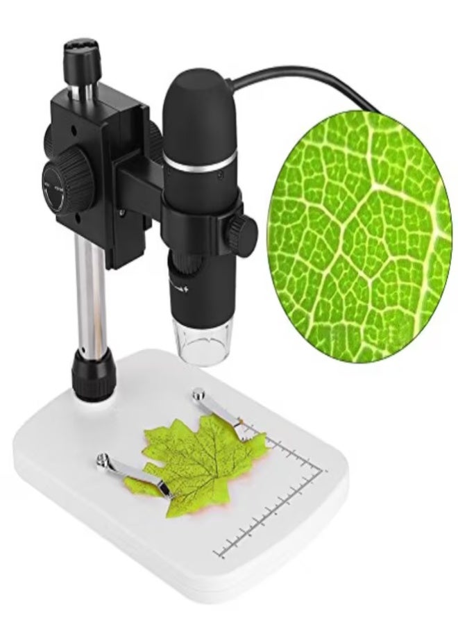 ميكروسكوب رقمي USB 20X-300X – كاميرا HD 5 ميجابكسل، إضاءة LED قابلة للتعديل، وظيفة القياس، مع قاعدة – ميكروسكوب محمول للمنزل، المدرسة، المختبر والاستخدام المهني - Image 1