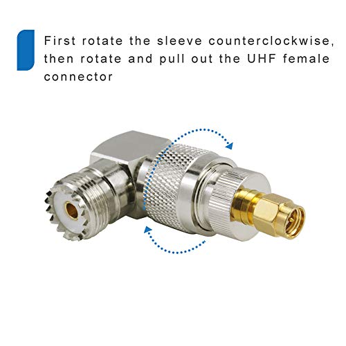 eifagur UHF Male PL-259 to UHF Female SO-239 L Shape Right Angle 90 Degree RF Coax Coaxial Adapter Connector（Pack of 4） - Image 5