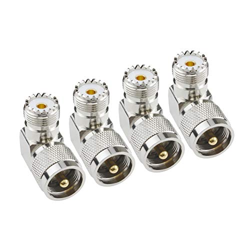 eifagur UHF Male PL-259 to UHF Female SO-239 L Shape Right Angle 90 Degree RF Coax Coaxial Adapter Connector（Pack of 4） - Image 1