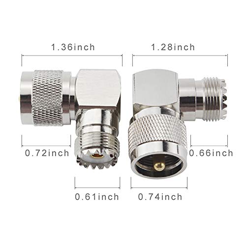 eifagur UHF Male PL-259 to UHF Female SO-239 L Shape Right Angle 90 Degree RF Coax Coaxial Adapter Connector（Pack of 4） - Image 2