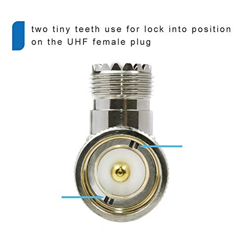 eifagur UHF Male PL-259 to UHF Female SO-239 L Shape Right Angle 90 Degree RF Coax Coaxial Adapter Connector（Pack of 4） - Image 3