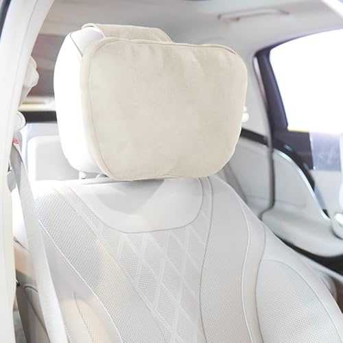 MIZZEO Pack of 2 Ergonomic Car Headrest Pillows - Adjustable Support for Comfortable Travel - Perfect for Long Drives! (Beige) - Image 3