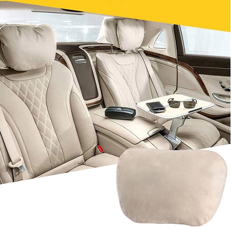 MIZZEO Pack of 2 Ergonomic Car Headrest Pillows - Adjustable Support for Comfortable Travel - Perfect for Long Drives! (Beige) - Image 4