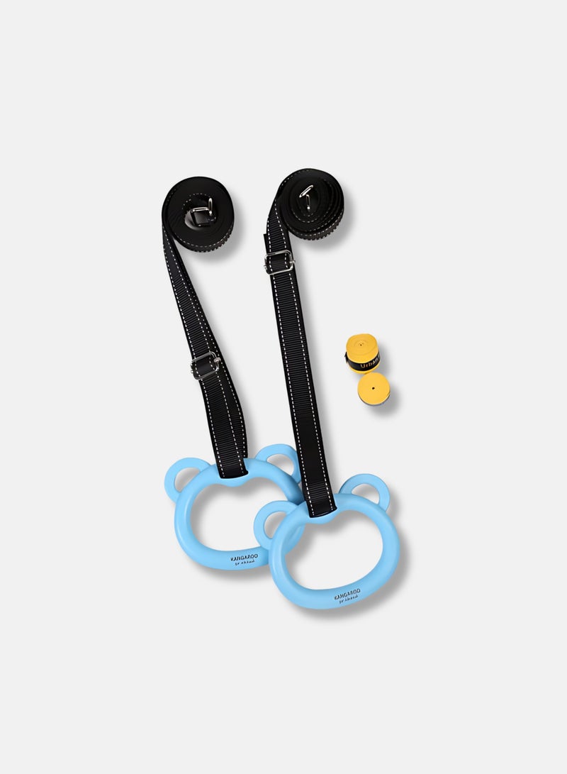 KANGAROO Kids Gymnastics Rings for Caldrin Exercise Indoor Gym Ring Kids Gymnastics Rings with Adjustable Straps - Image 1