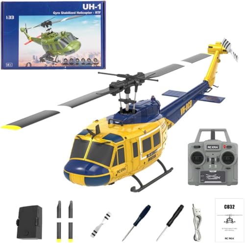 NBJIALIN طائرة هليكوبتر NBJIALIN RC ERA C032 UH1 Huey للتحكم عن بُعد للبالغين مقياس 148 24G 6CH طائرة مستقرة بجيروسكوب مع خاصية تثبيت الارتفاع - Image 1