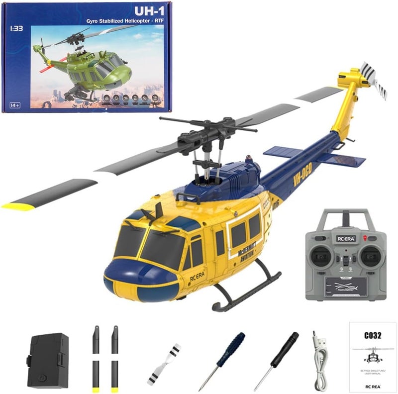 NBJIALIN طائرة هليكوبتر NBJIALIN RC ERA C032 UH1 Huey للتحكم عن بُعد للبالغين مقياس 148 24G 6CH طائرة مستقرة بجيروسكوب مع خاصية تثبيت الارتفاع - Image 3
