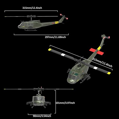 NBJIALIN طائرة هليكوبتر NBJIALIN RC ERA C032 UH1 Huey للتحكم عن بُعد للبالغين مقياس 148 24G 6CH طائرة مستقرة بجيروسكوب مع خاصية تثبيت الارتفاع - Image 5
