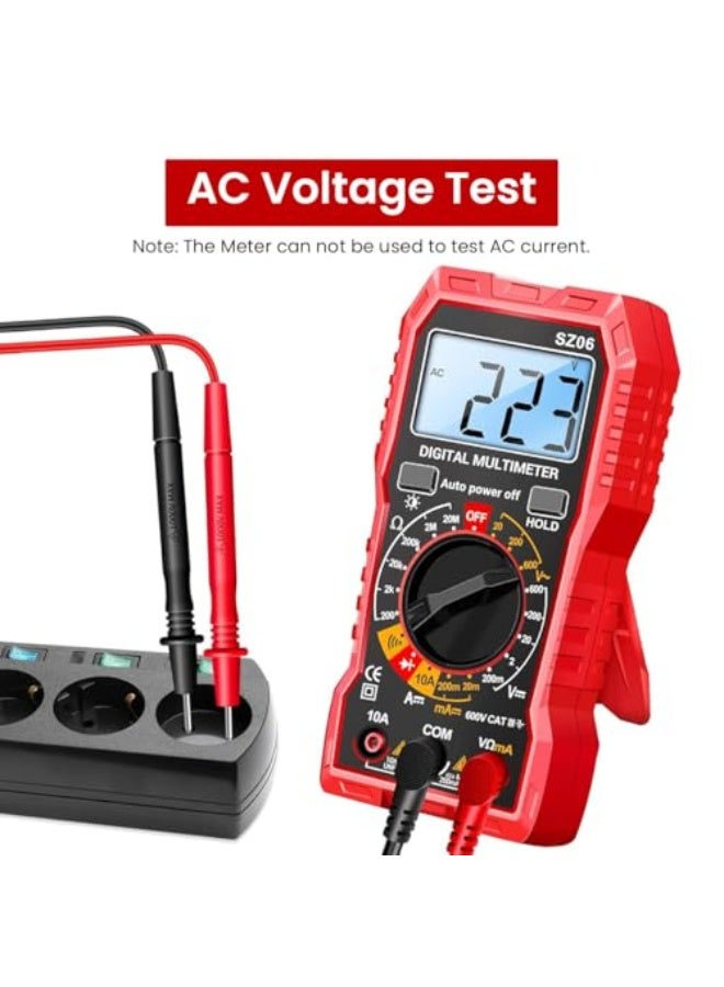 زوربس مقياس زووبس® الرقمي لقياس الجهد المتردد والمستمر مع كشف غير تلامسي، شاشة LCD مضاءة من الخلف، قياسات دقيقة للمقاومة، والثنائيات، والتيار والمزيد، مثالي للاستخدام المنزلي والسيارات والصناعات. - Image 4