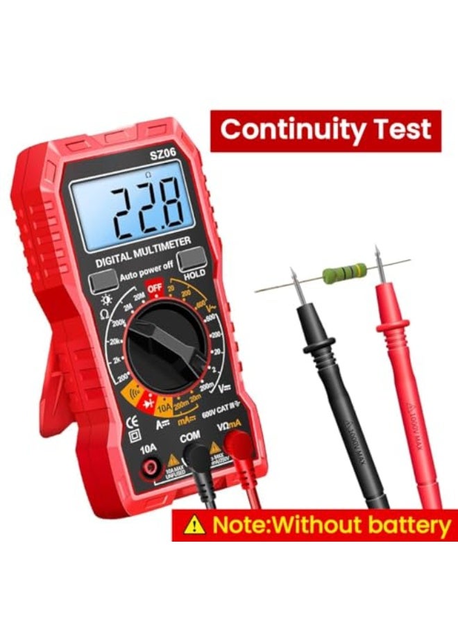 زوربس مقياس زووبس® الرقمي لقياس الجهد المتردد والمستمر مع كشف غير تلامسي، شاشة LCD مضاءة من الخلف، قياسات دقيقة للمقاومة، والثنائيات، والتيار والمزيد، مثالي للاستخدام المنزلي والسيارات والصناعات. - Image 5