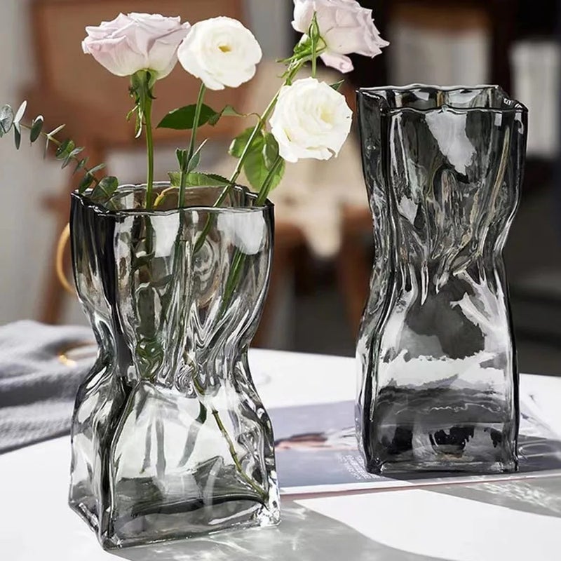 Y&D Modern Irregular Art Glass Vase - Simple Decorative Centerpiece for Home Table Decor & Wedding Events - Image 5