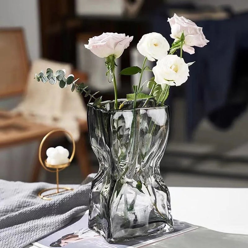 Y&D Modern Irregular Art Glass Vase - Simple Decorative Centerpiece for Home Table Decor & Wedding Events - Image 2