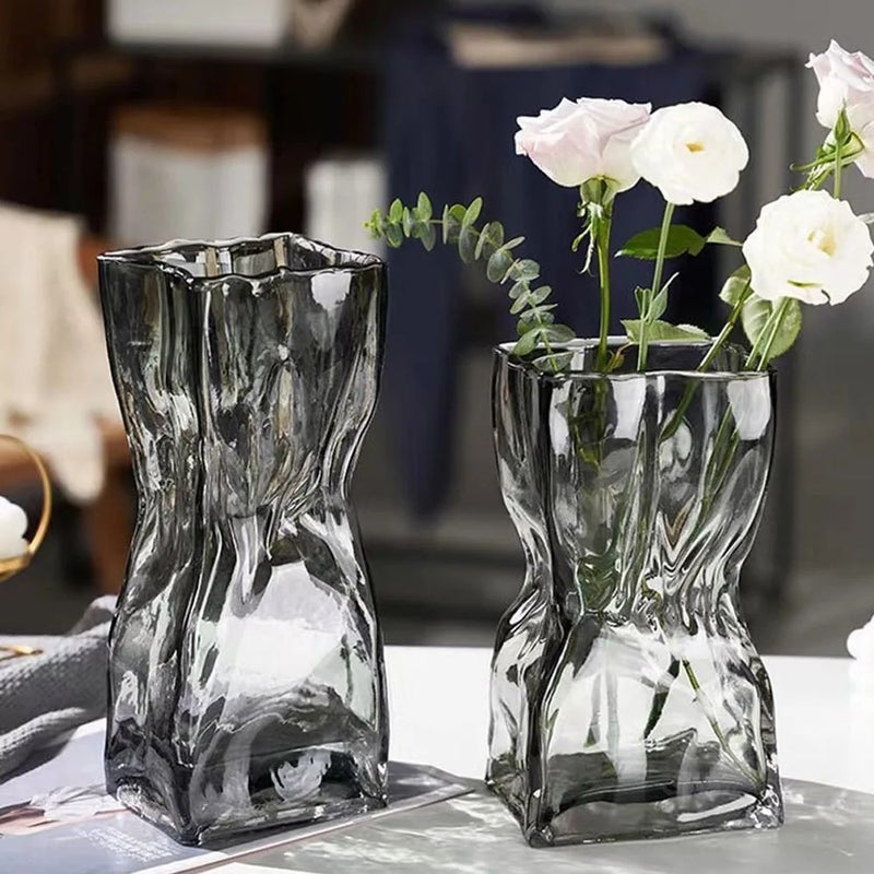 Y&D Modern Irregular Art Glass Vase - Simple Decorative Centerpiece for Home Table Decor & Wedding Events - Image 4