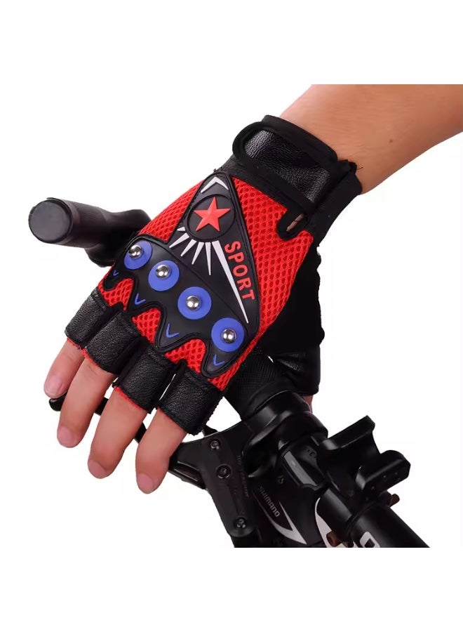 قفازات جلد نصف اصابع للأنشطة الرياضية والدراجات النارية - Image 1