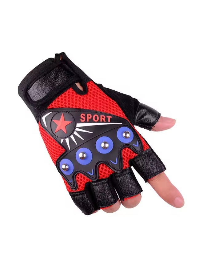 قفازات جلد نصف اصابع للأنشطة الرياضية والدراجات النارية - Image 2