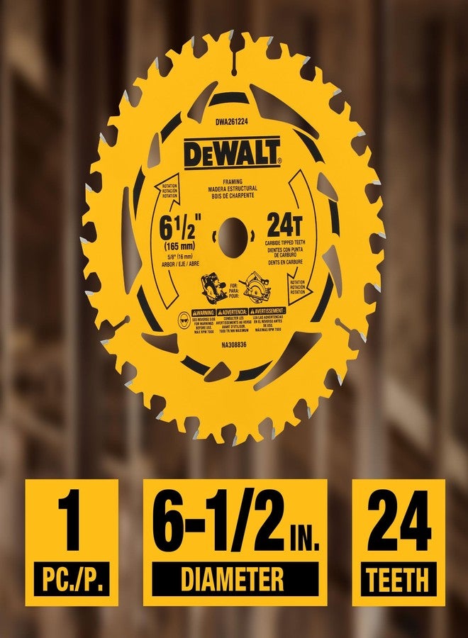 DEWALT 6-1/2 in. 24T Circular Saw Blade, Smooth Cutting, Superior Tracking and Durability (DWA261224) - Image 3