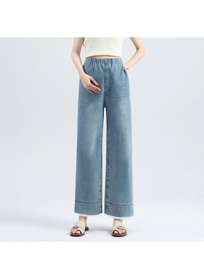 Bornbay Maternity Jeans 2025 Summer New Arrival Versatile Youthful Lace Trim Patchwork Straight Leg Cropped Pants - Image 5