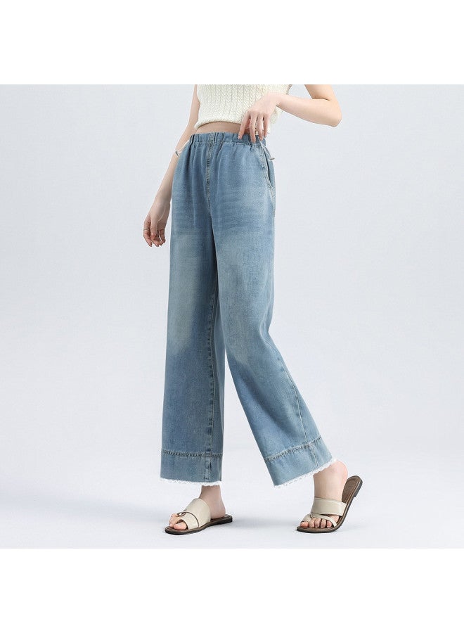 Bornbay Maternity Jeans 2025 Summer New Arrival Versatile Youthful Lace Trim Patchwork Straight Leg Cropped Pants - Image 4