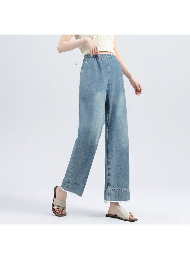 Bornbay Maternity Jeans 2025 Summer New Arrival Versatile Youthful Lace Trim Patchwork Straight Leg Cropped Pants - Image 3