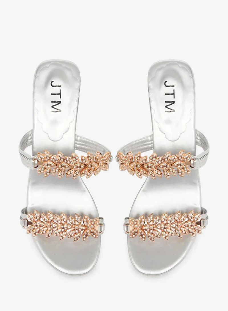 Take Two silver Women Silver Embellished Sandals for Women | Best Price UAE