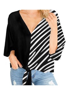 NIBEMINENT V-Neck Casual Shirts Black/White  - Image 3