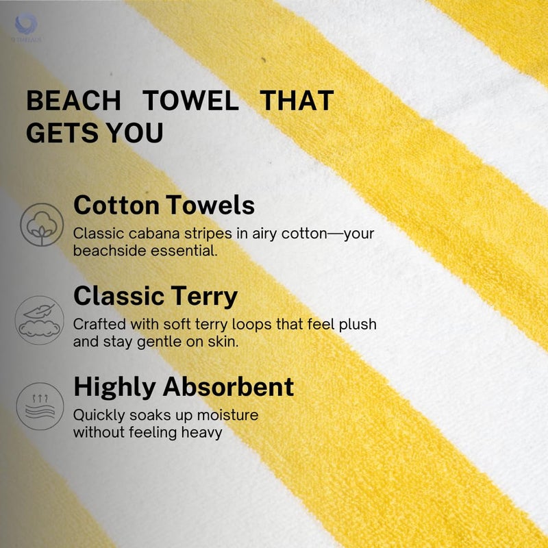 9Threads Cotton Turkish Beach Towel with Towels Oversized 30"x60" Pool Absorbent Extra Large Quick Dry Sand Travel Towel (Cabana Mix, 4 Pack) - Image 2