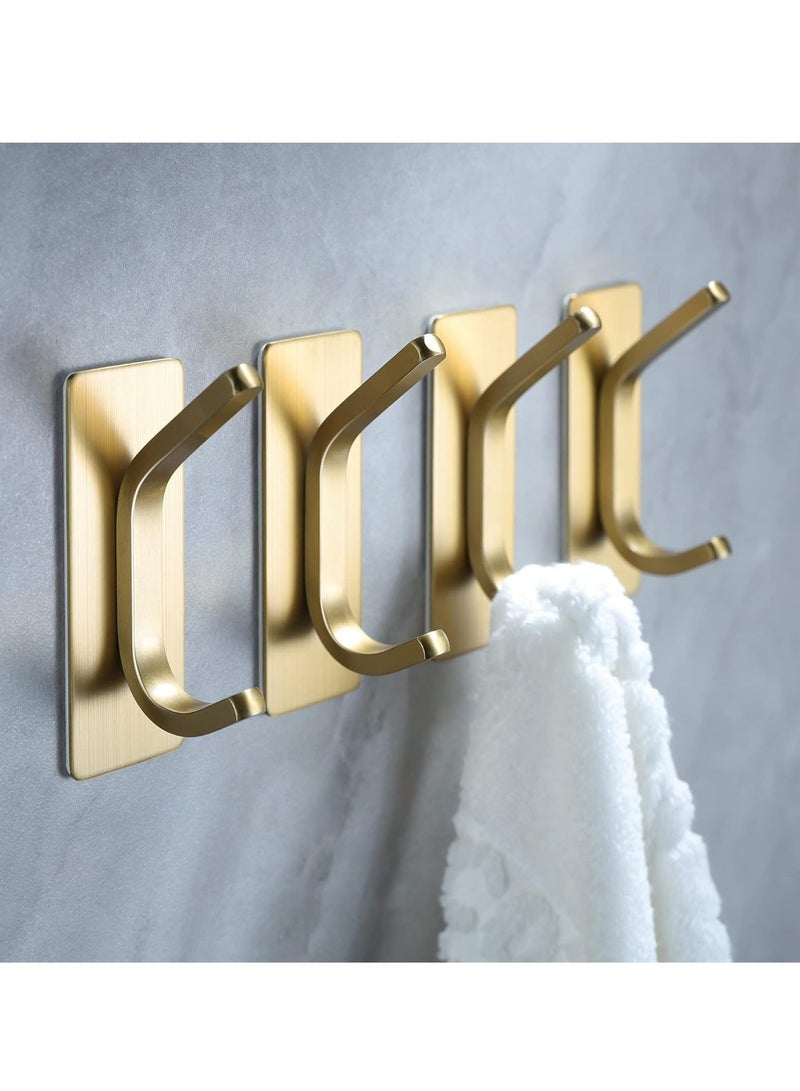 Stainless Steel Adhesive Hooks 4 Pack Gold - Image 1