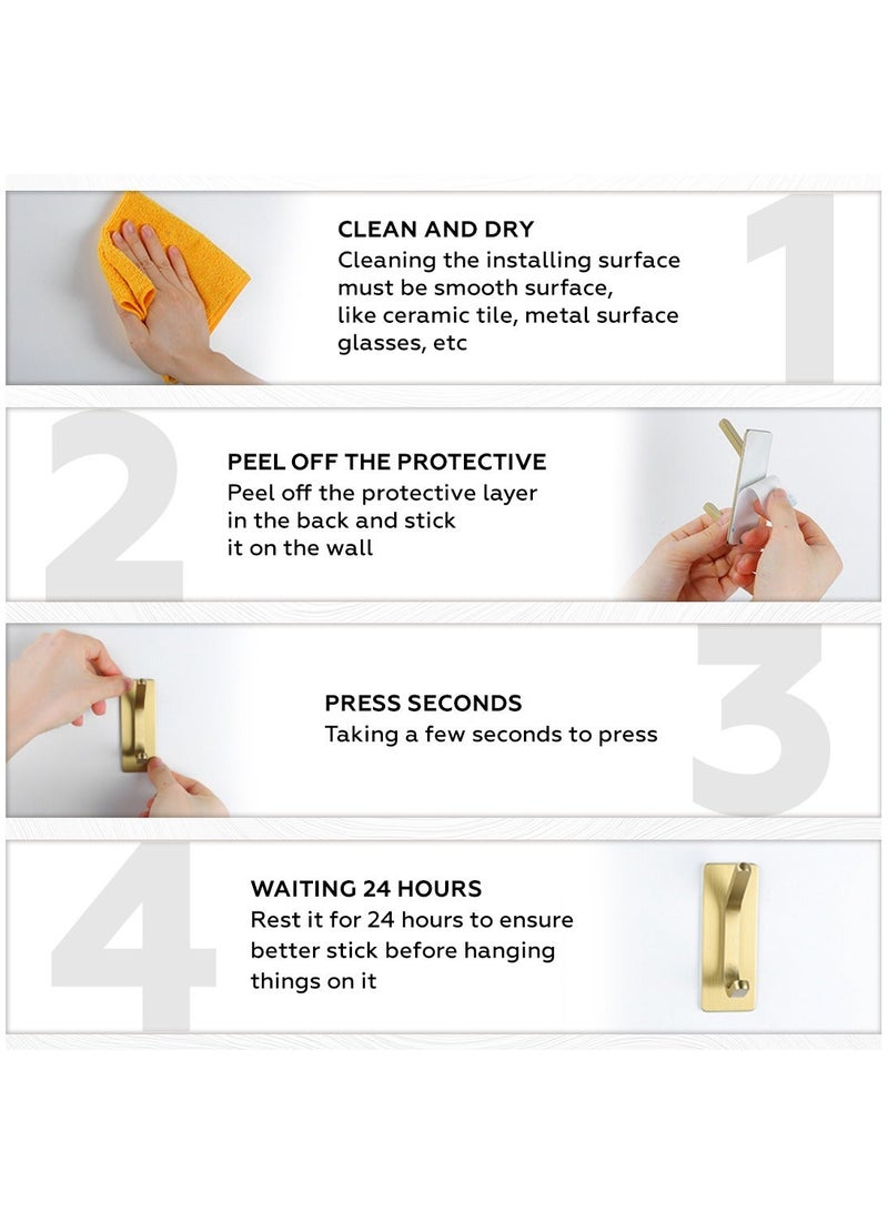 Stainless Steel Adhesive Hooks 4 Pack Gold - Image 4