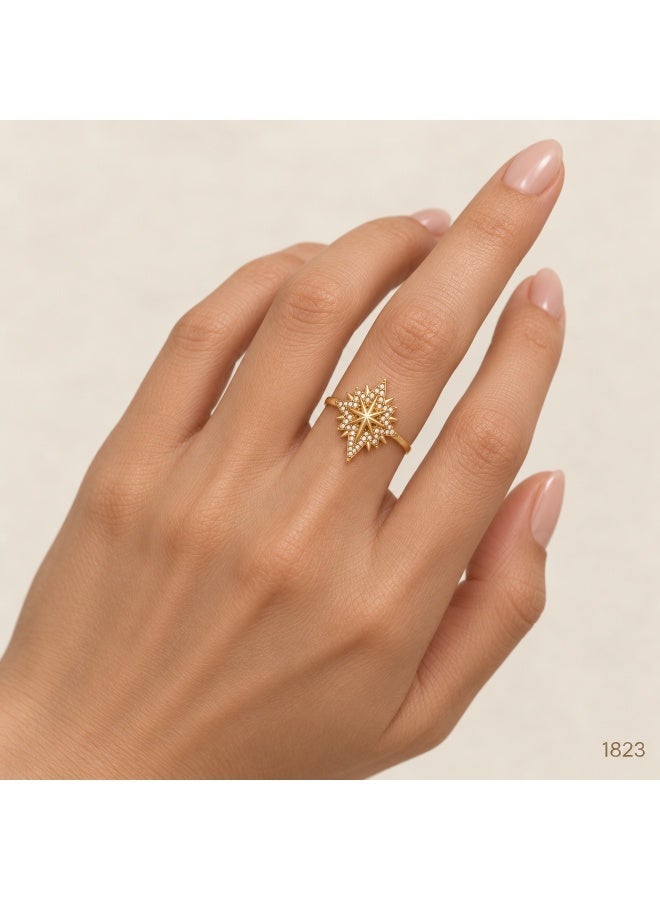 3Diamonds Gold Plated Starburst Zircon Statement Open Ring for Women - Image 1