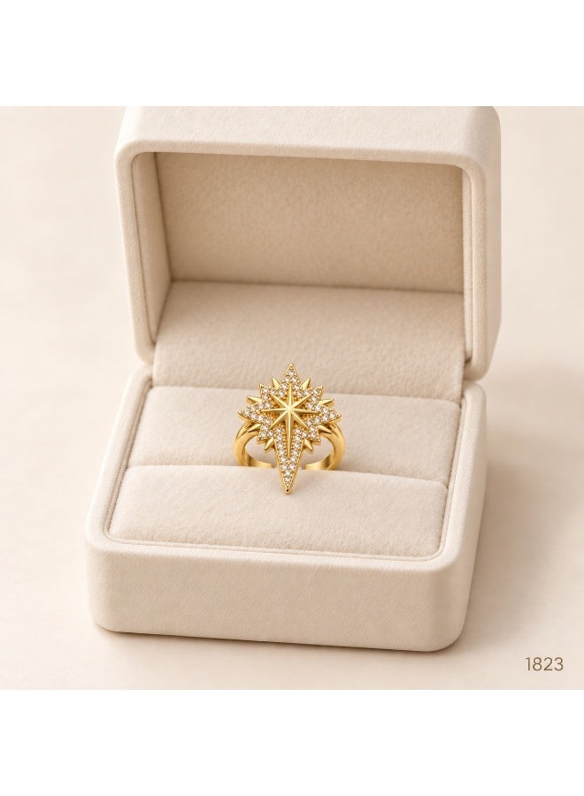3Diamonds Gold Plated Starburst Zircon Statement Open Ring for Women - Image 2