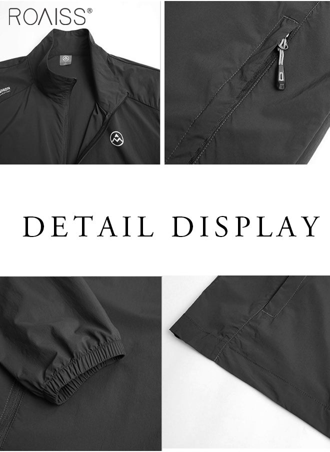 roaiss Spring and Summer Ice Silk Fishing Sunscreen Clothing for Men's Skin New UV Protection Thin Breathable Stand up Collar Casual  - Image 4