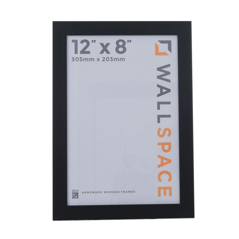 Wall Space 12x8 Black Photo Frame for Wall Mount  12 x 8 inch Picture Frame for Prints Photo  Image  8x12 Poster Frame Made of Natural Solid Wood  Real Glass  Handmade in the UK 305 x 203mm