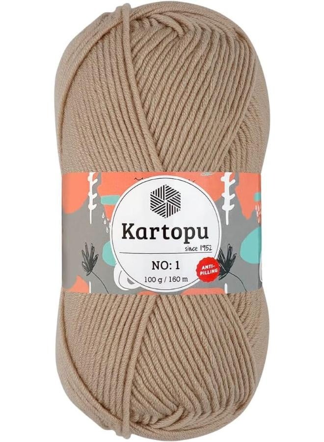 Kartopu خيط كارتوبو K855 رقم 1 – 100 جرام، طول 160 متر، بني فاتح - Image 1